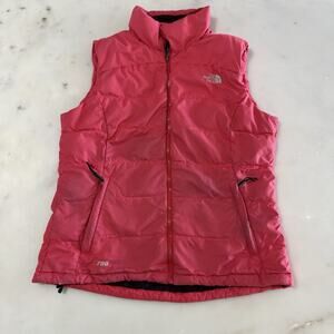 The North Face Women’s M 700 Quilted Puffer Vest Full Zip Down Watermelon Pink
